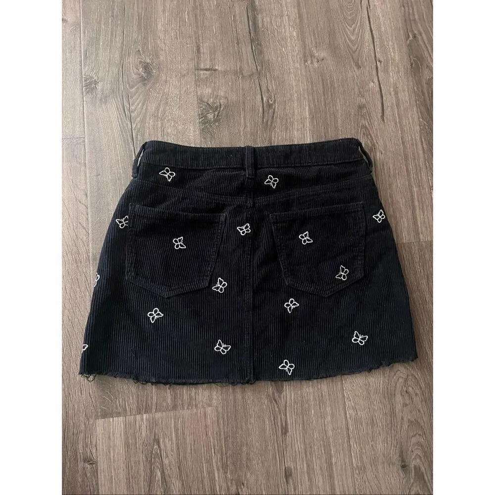 PacSun Embroidered Butterfly Cotton Corduroy Skirt size 27